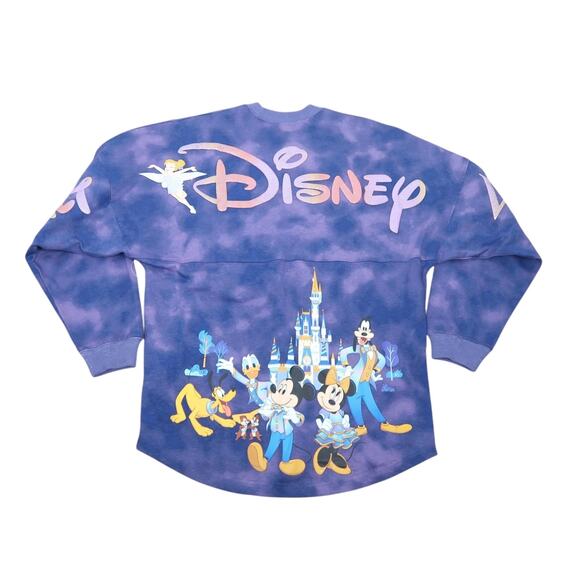 Walt Disney World 50th Anniversary Navy Blue Purple Tie Dye Spirit Jersey NWT XS